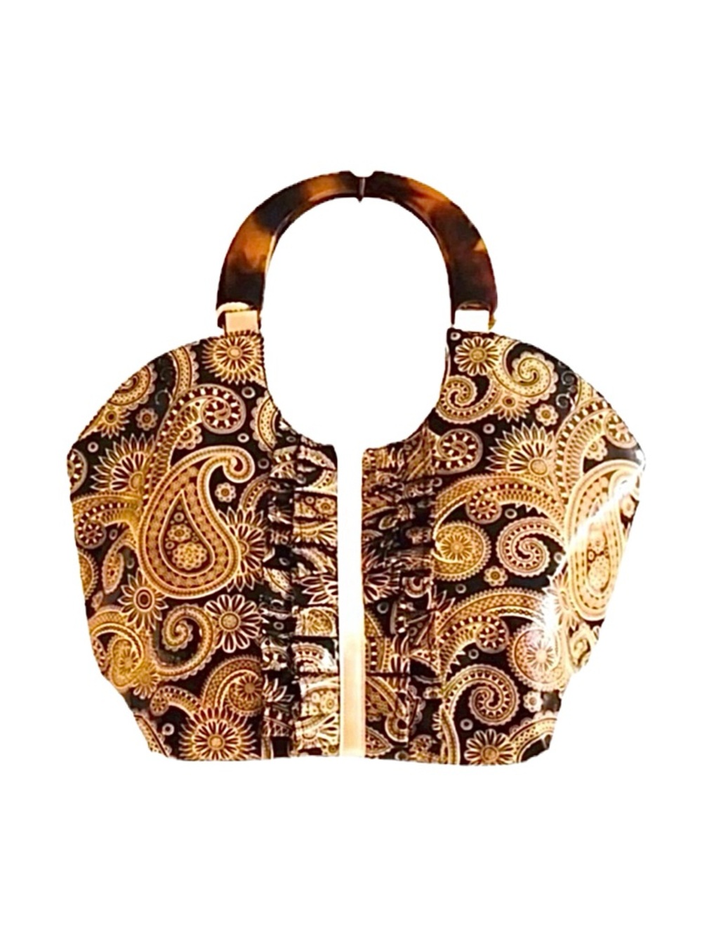 MUDPIE ~ oversized paisley print tortoise shell handle, quality construction.